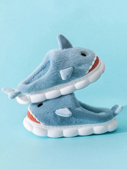 Shark slippers worn at home
