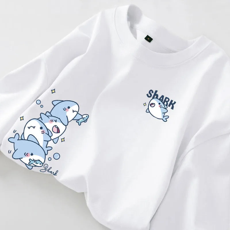 Shark print tee detail