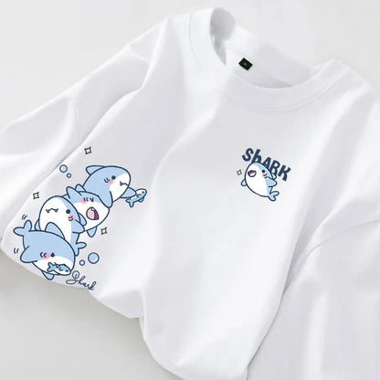 Shark print tee detail